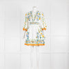 La Double J Margherita White Short Dress With Multicolour Floral Pattern