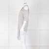 Erdem White Black Polka Dot Cut Out Shoulder Silk Top