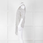 Erdem White Black Polka Dot Cut Out Shoulder Silk Top