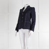 Alexander McQueen Navy White Stitch Detail Cotton Blazer Jacket