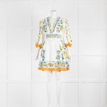 La Double J Margherita White Short Dress With Multicolour Floral Pattern