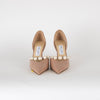 Jimmy Choo Aurelie Beige Patent Pearl and Crystal Heels