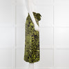 Ganni Green Animal Print Silk Wraparound Skirt