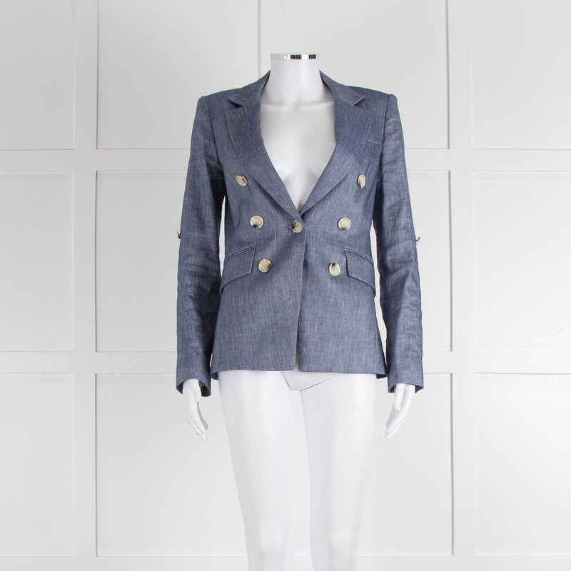 Veronica Beard Blue Linen Blend Blazer Jacket
