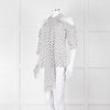 Erdem White Black Polka Dot Cut Out Shoulder Silk Top