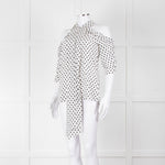 Erdem White Black Polka Dot Cut Out Shoulder Silk Top