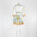 La Double J Margherita White Short Dress With Multicolour Floral Pattern