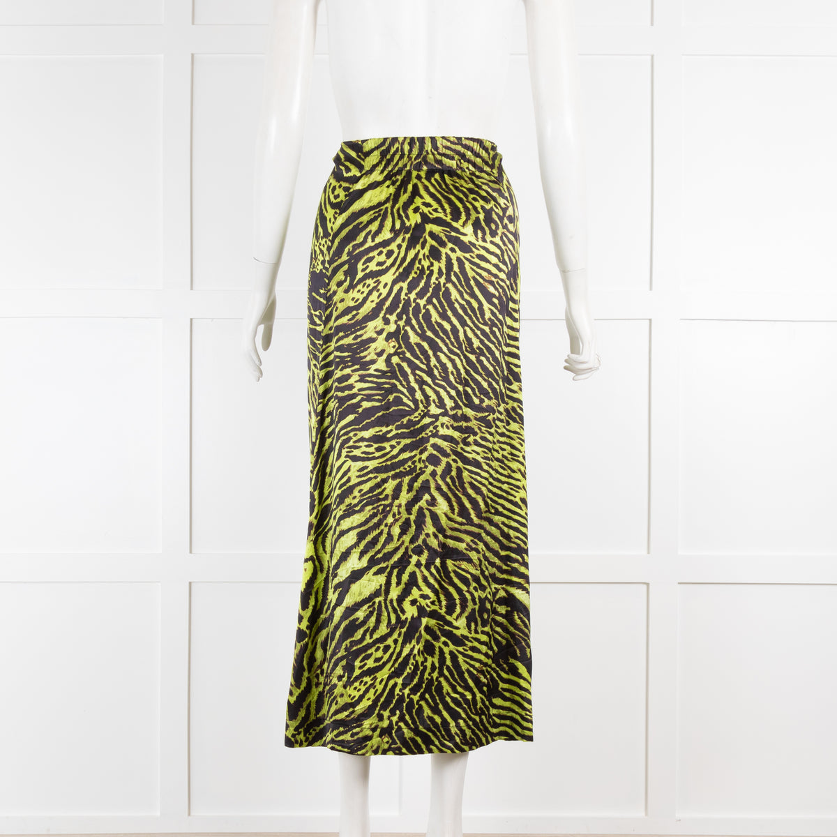 Ganni Green Animal Print Silk Wraparound Skirt