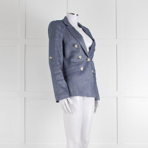 Veronica Beard Blue Linen Blend Blazer Jacket