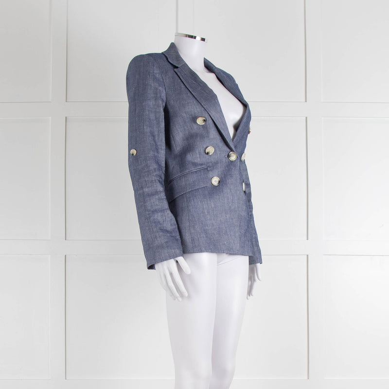 Veronica Beard Blue Linen Blend Blazer Jacket