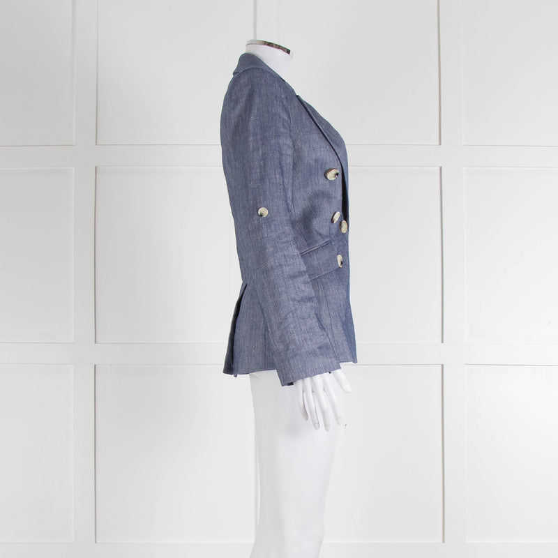 Veronica Beard Blue Linen Blend Blazer Jacket