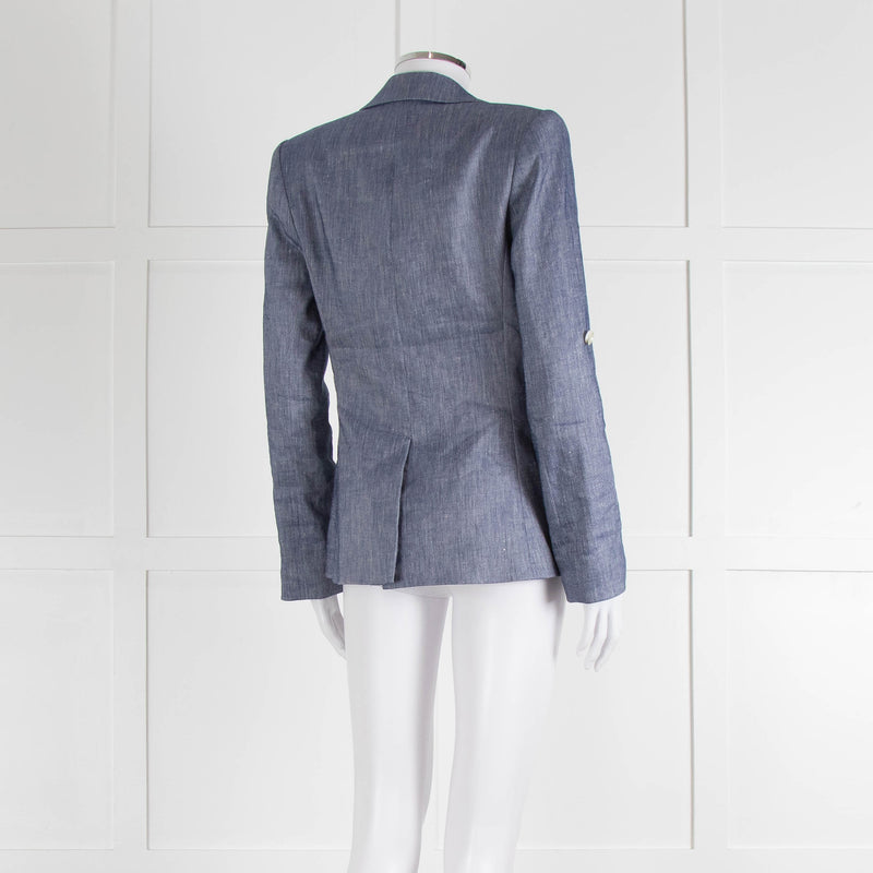 Veronica Beard Blue Linen Blend Blazer Jacket