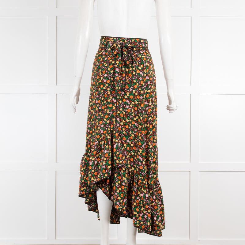 Ganni Floral Wrap Midi Skirt
