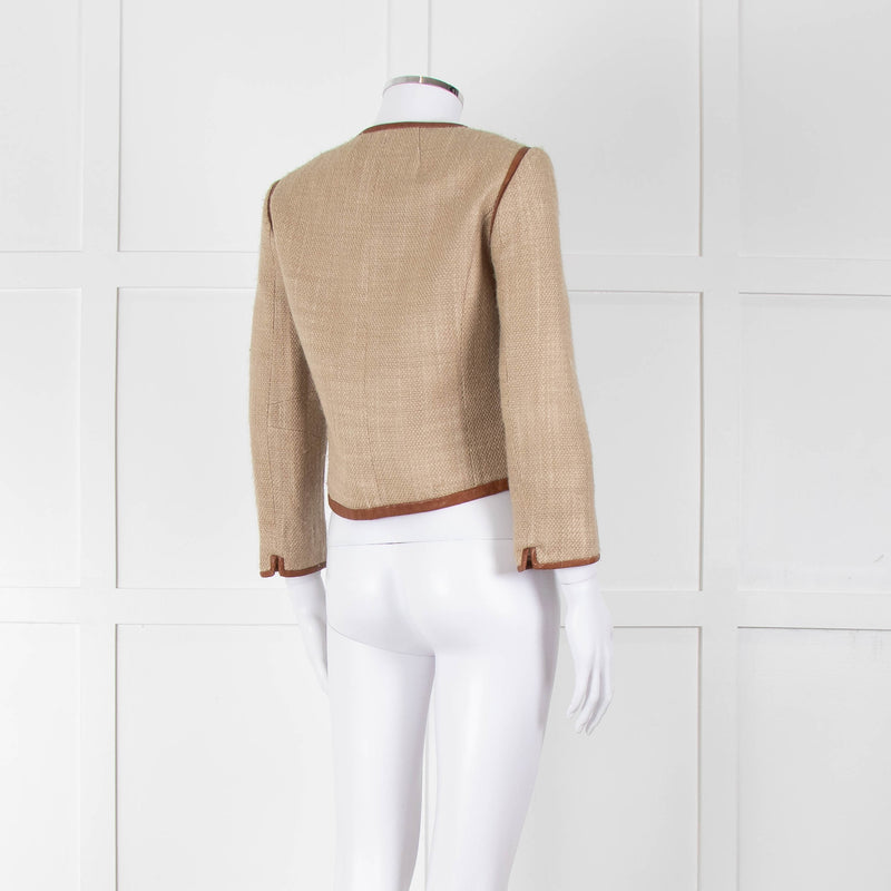 By Malene Birger Beige Tan Leather Trim Short Jacket