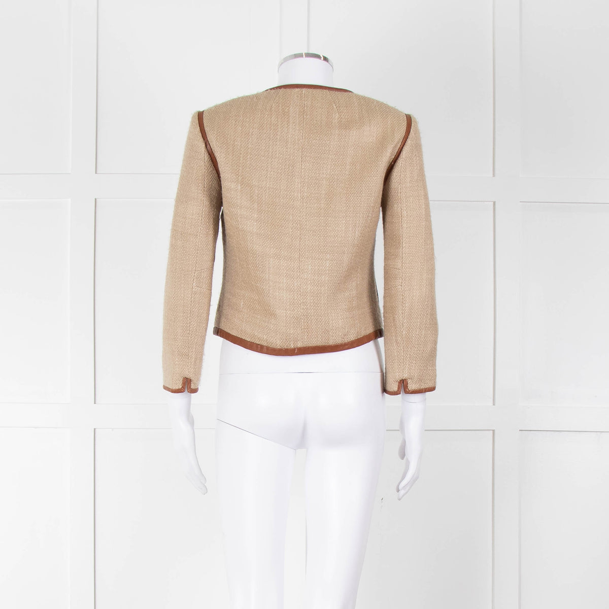By Malene Birger Beige Tan Leather Trim Short Jacket