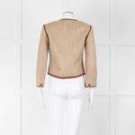 By Malene Birger Beige Tan Leather Trim Short Jacket