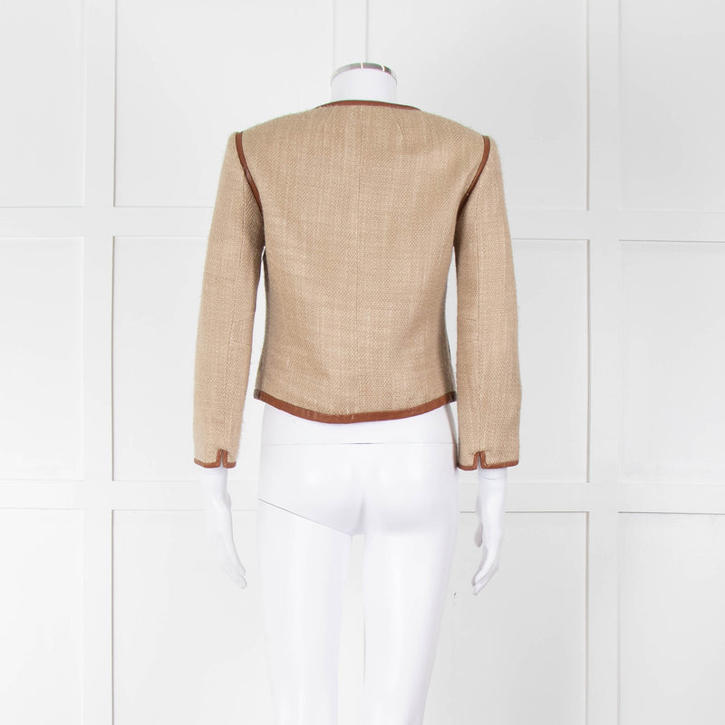 By Malene Birger Beige Tan Leather Trim Short Jacket