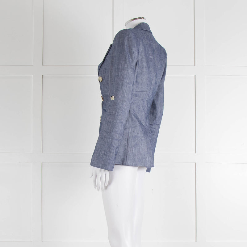 Veronica Beard Blue Linen Blend Blazer Jacket