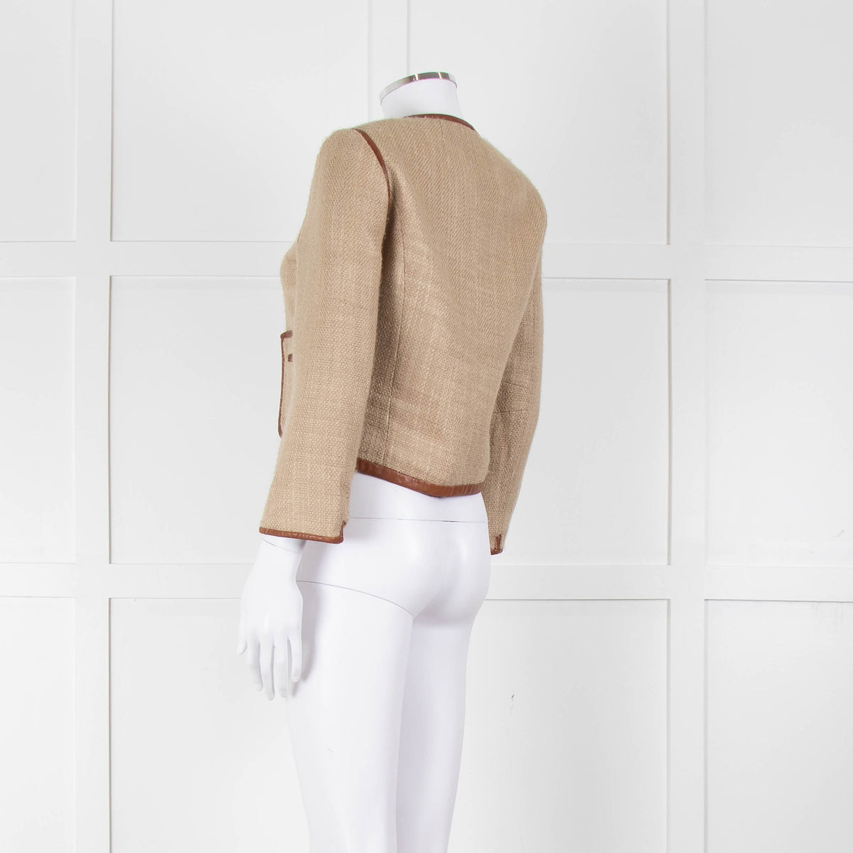 By Malene Birger Beige Tan Leather Trim Short Jacket