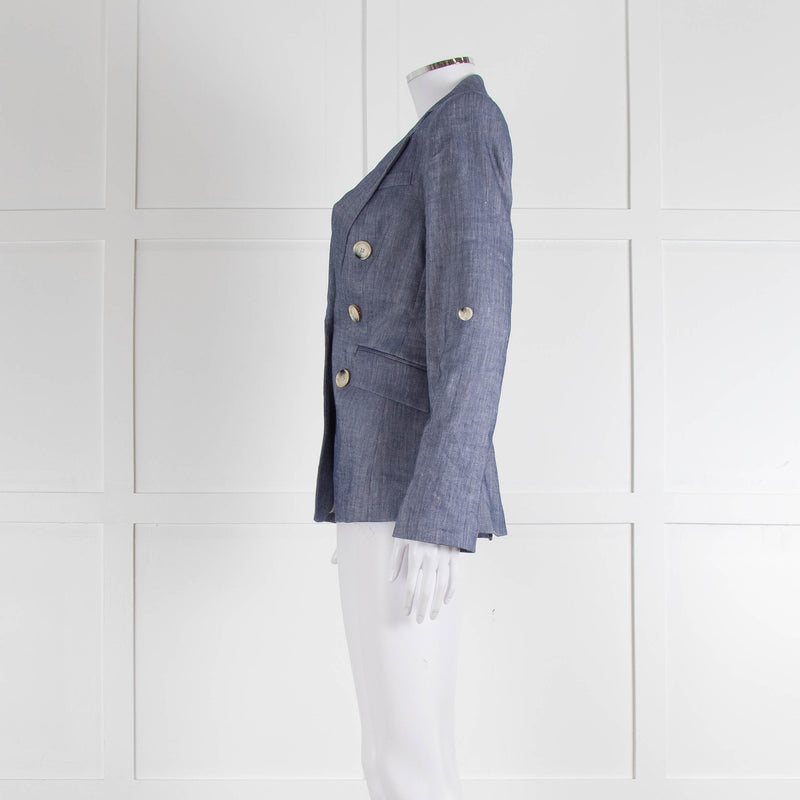 Veronica Beard Blue Linen Blend Blazer Jacket