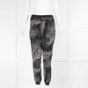 Tibi Black & White Silk Patterned Joggers