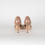 Jimmy Choo Aurelie Beige Patent Pearl and Crystal Heels