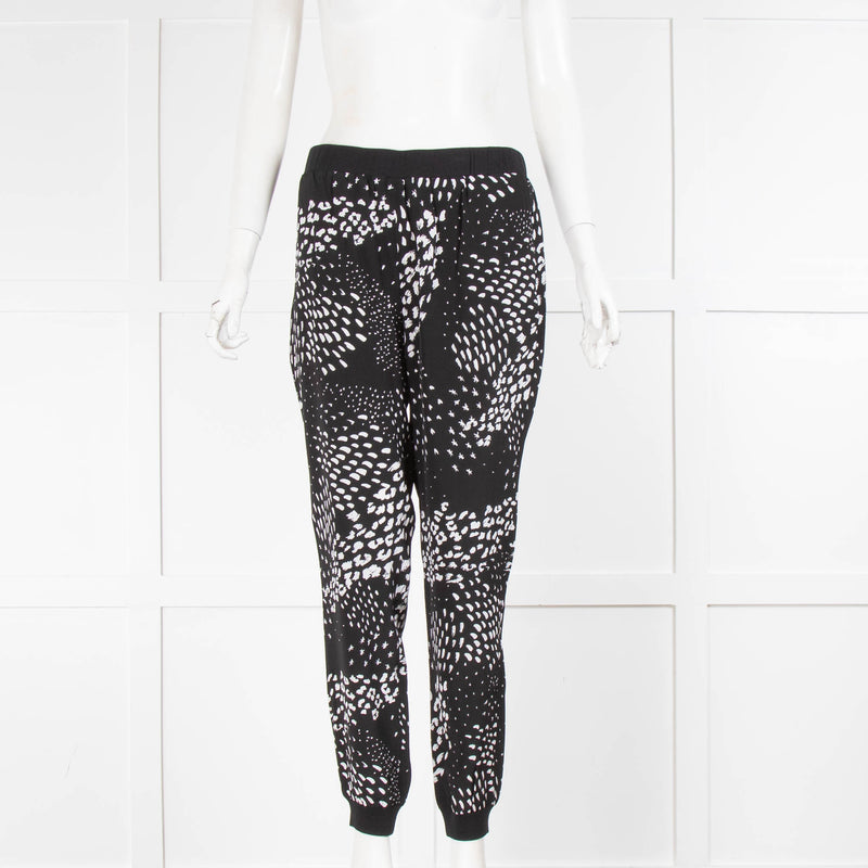 Tibi Black & White Silk Patterned Joggers