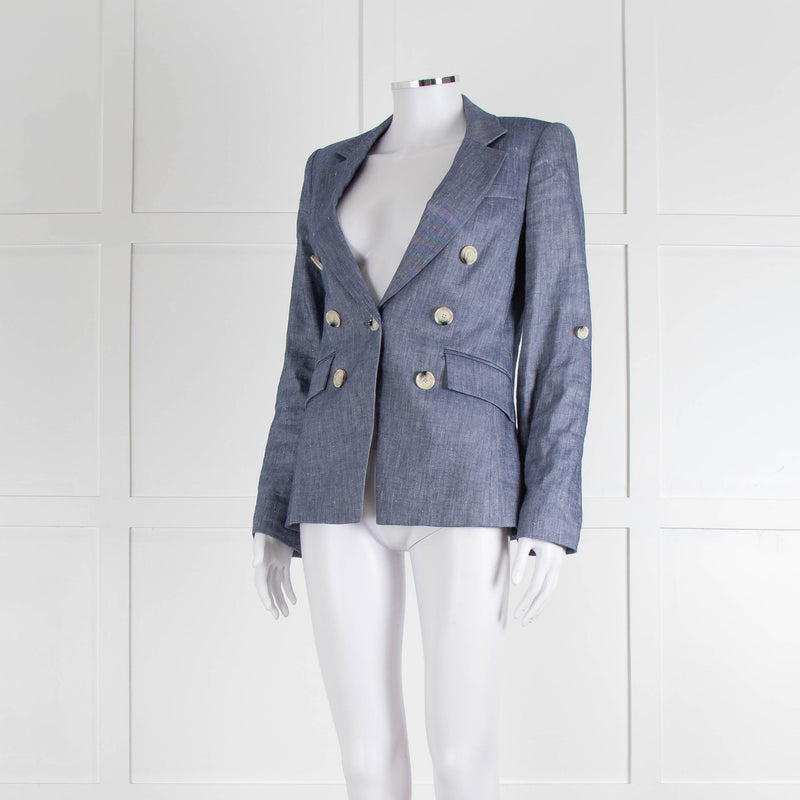 Veronica Beard Blue Linen Blend Blazer Jacket