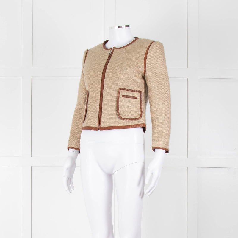 By Malene Birger Beige Tan Leather Trim Short Jacket