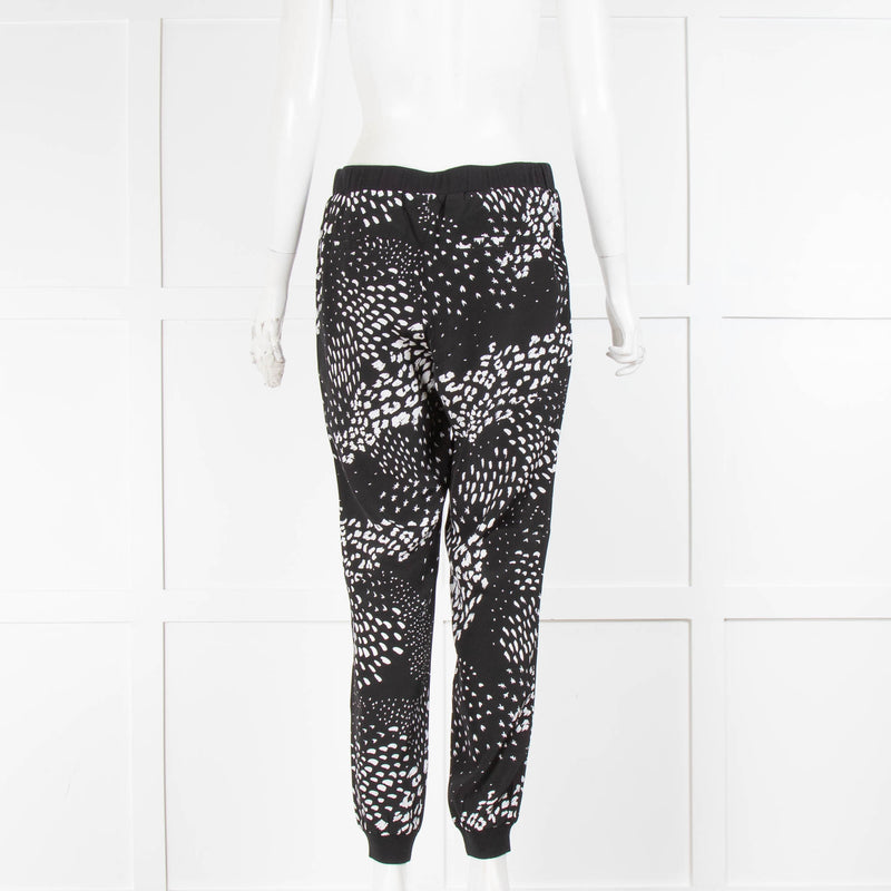 Tibi Black & White Silk Patterned Joggers