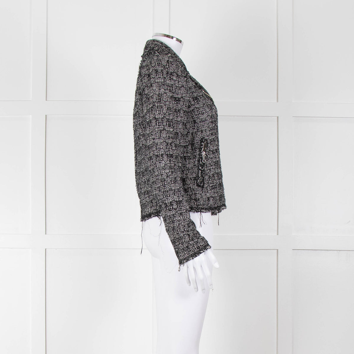 Rebecca Taylor Black White Tweed Zip Up Jacket