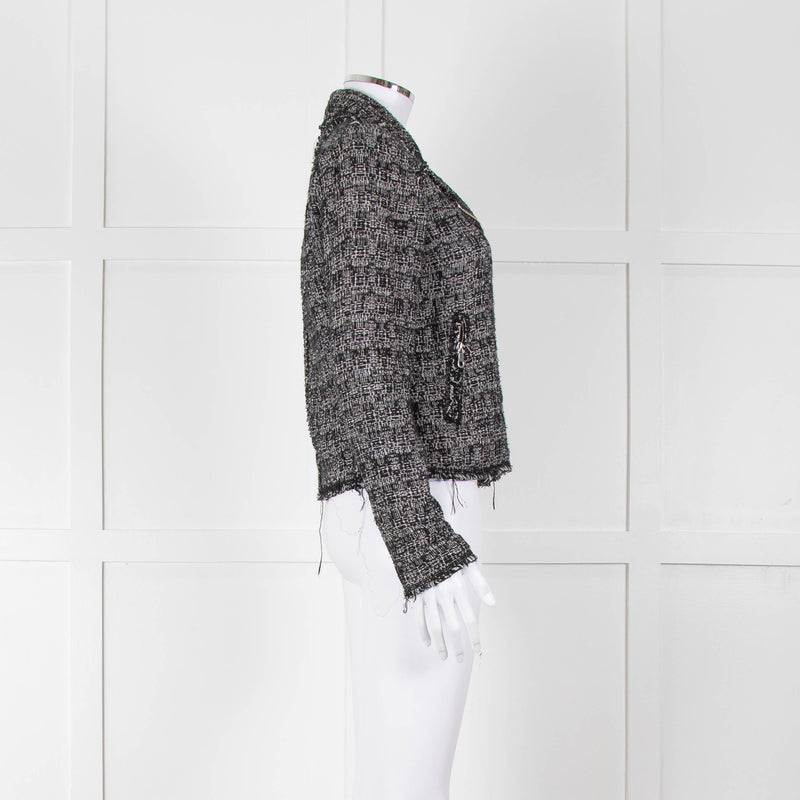 Rebecca Taylor Black White Tweed Zip Up Jacket
