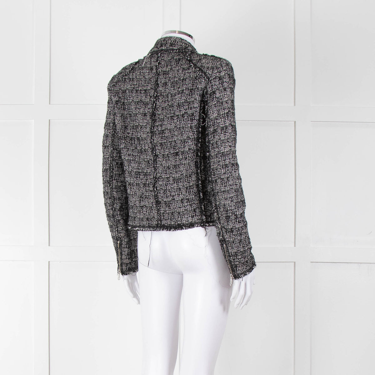 Rebecca Taylor Black White Tweed Zip Up Jacket