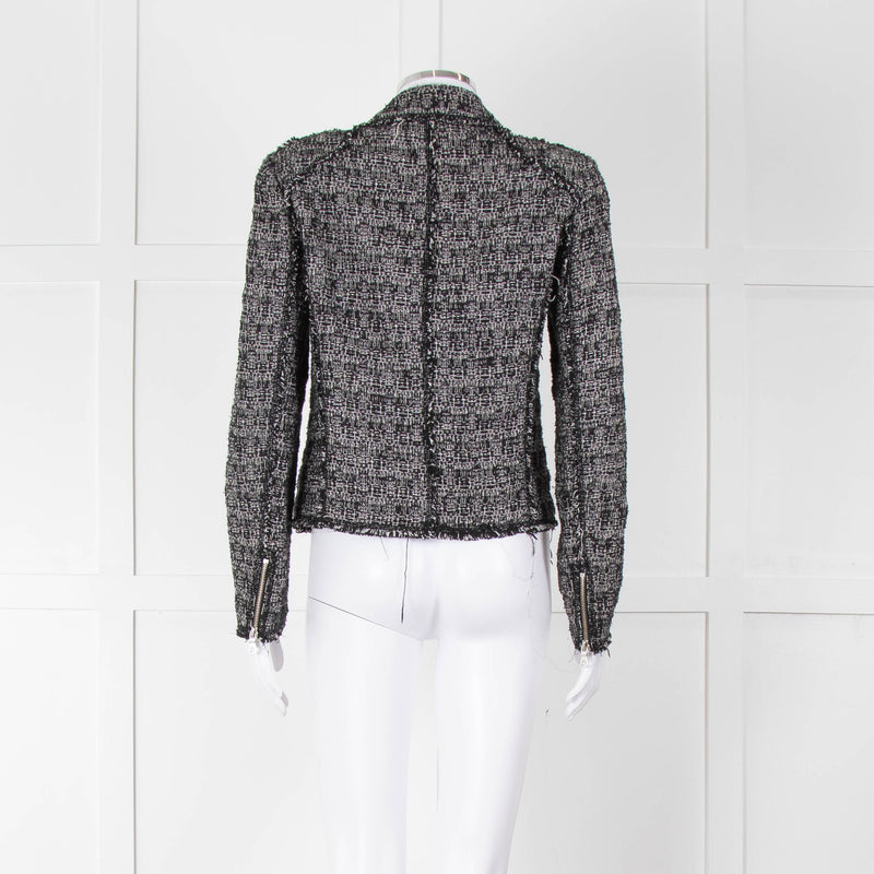 Rebecca Taylor Black White Tweed Zip Up Jacket