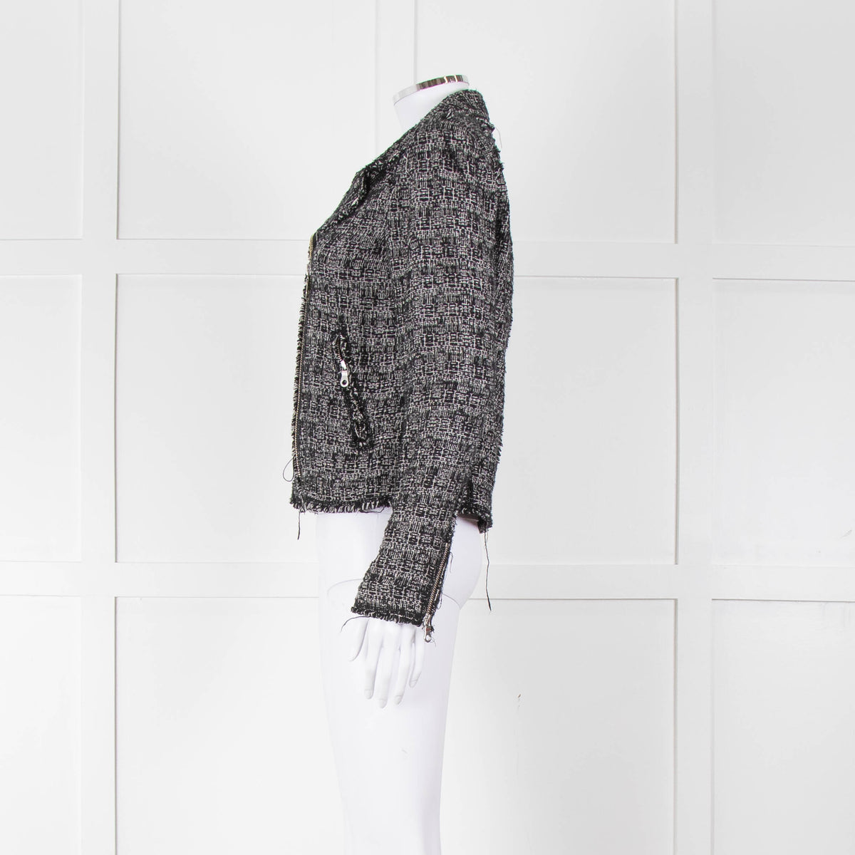 Rebecca Taylor Black White Tweed Zip Up Jacket