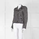 Rebecca Taylor Black White Tweed Zip Up Jacket