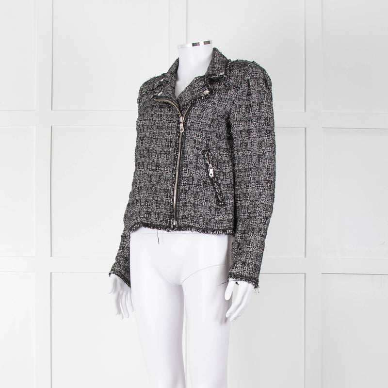Rebecca Taylor Black White Tweed Zip Up Jacket