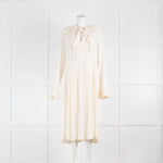Victoria Beckham Cream Silk Pleated Tea Dress