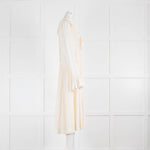Victoria Beckham Cream Silk Pleated Tea Dress