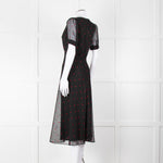 The Kooples Black Pink Heart Short Sleeve Midi Dress