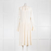 Victoria Beckham Cream Silk Pleated Tea Dress