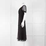 The Kooples Black Pink Heart Short Sleeve Midi Dress