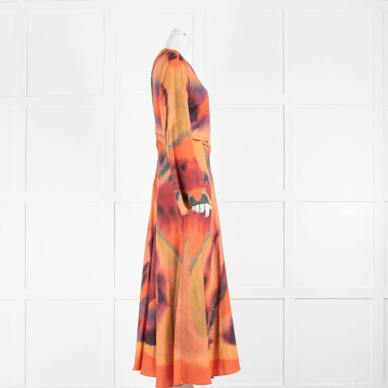 Altuzarra Orange Multicolour Maxi Dress With Long Sleeves