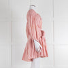 Innika Choo Peach Embroidered Mini Belted Linen Dress
