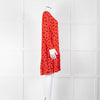 Ganni Orange Black Print Frill Trim Short Dress