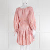 Innika Choo Peach Embroidered Mini Belted Linen Dress
