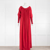 Marta Ferri Red Silk Maxi Dress With Elasticated Neckline