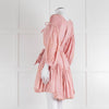 Innika Choo Peach Embroidered Mini Belted Linen Dress