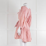 Innika Choo Peach Embroidered Mini Belted Linen Dress