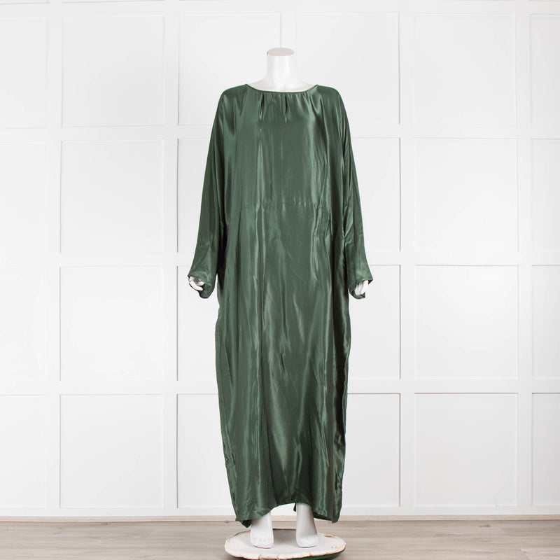 Asceno The Rhodes Green Bamboo Silk Maxi Dress